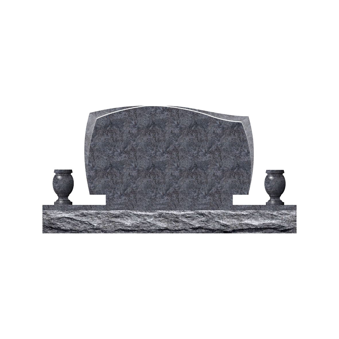 Emerson Monument Company Bahama Blue Granite Upright The Wave Cemetery Headstone Memorial with Vases