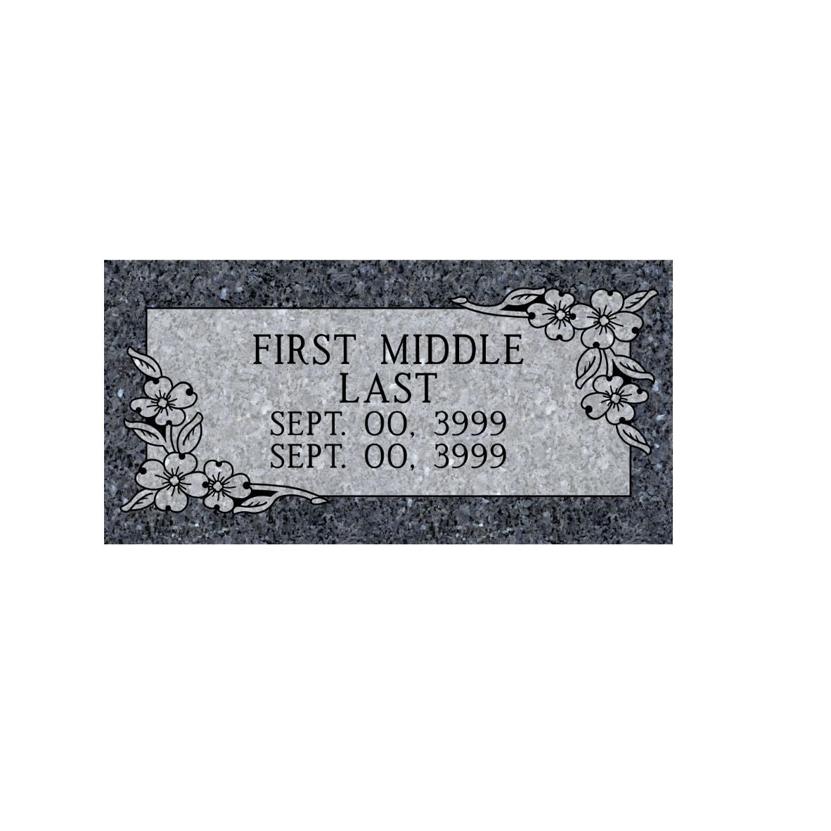 Emerson Monument Company Blue Pearl Granite Cemetery Headstone Marker with Dogwoods