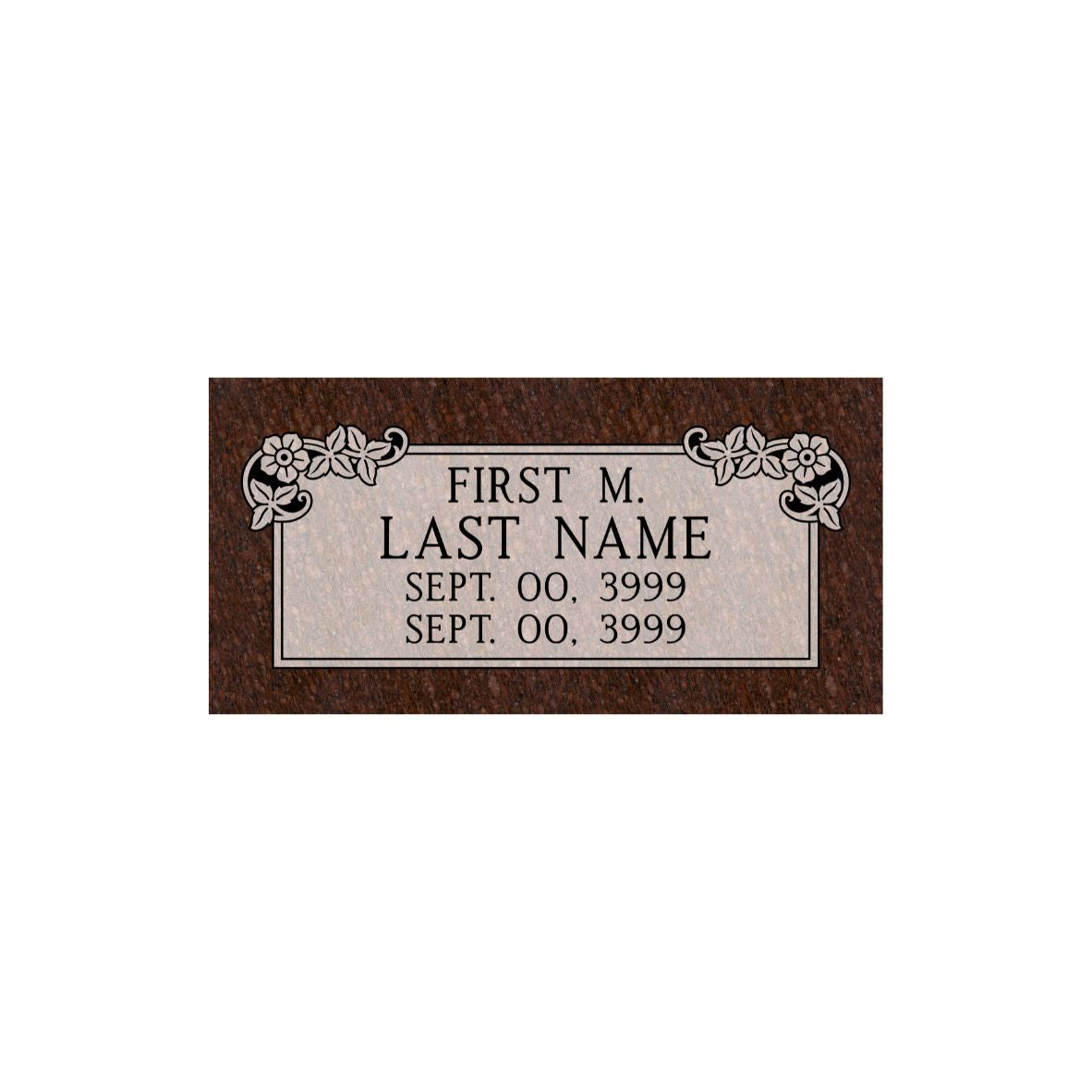 Emerson Monument Company Cat's Eye Red Granite Marker with Flowers