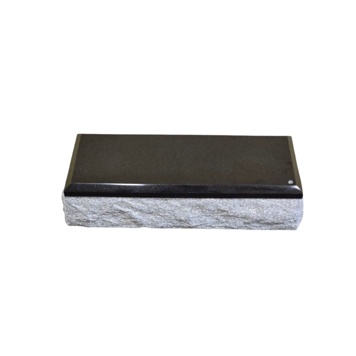 Emerson Monument Company Double Cremation Marker With Gray Granite Base and Black Granite Lid