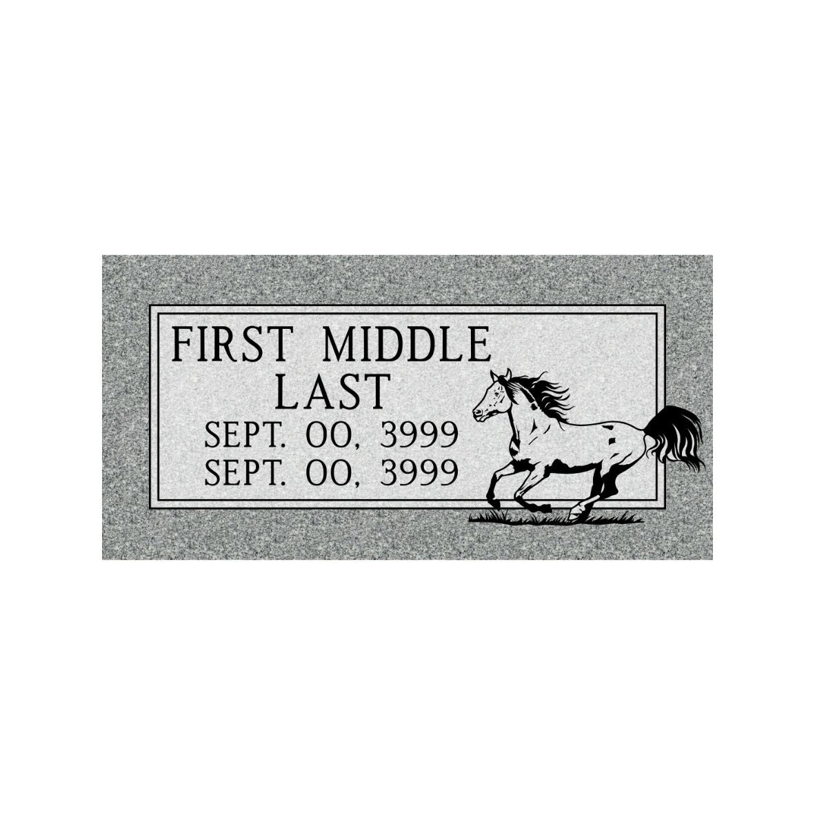 Emerson Monument Company Gray Granite Cemetery Headstone Marker with Horse