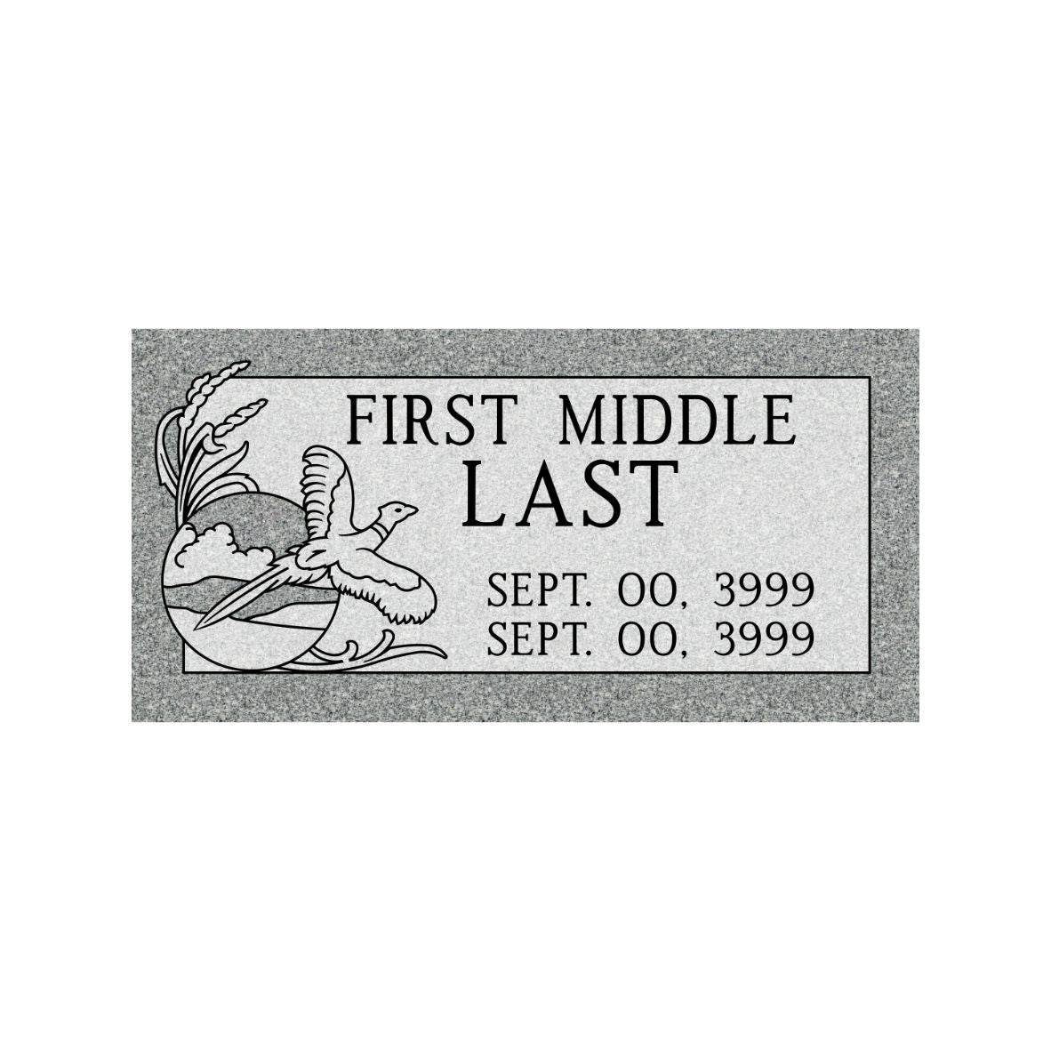 Emerson Monument Company Gray Granite Cemetery Headstone Marker with Pheasant