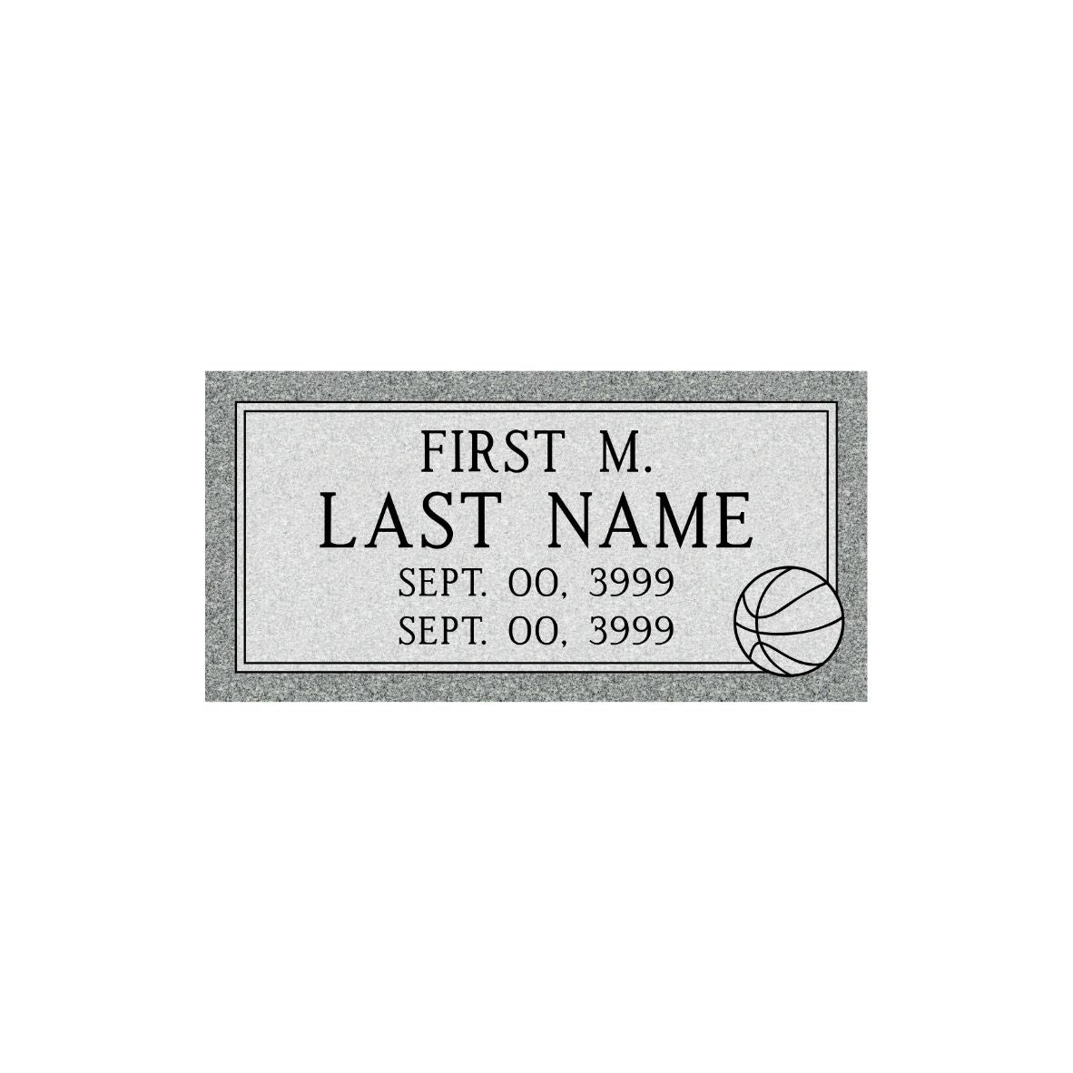 Emerson Monument Company Gray Granite Cemetery Memorial Marker With Basketball