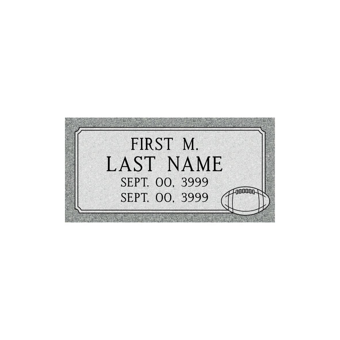 Emerson Monument Company Gray Granite Cemetery Memorial Marker With Football