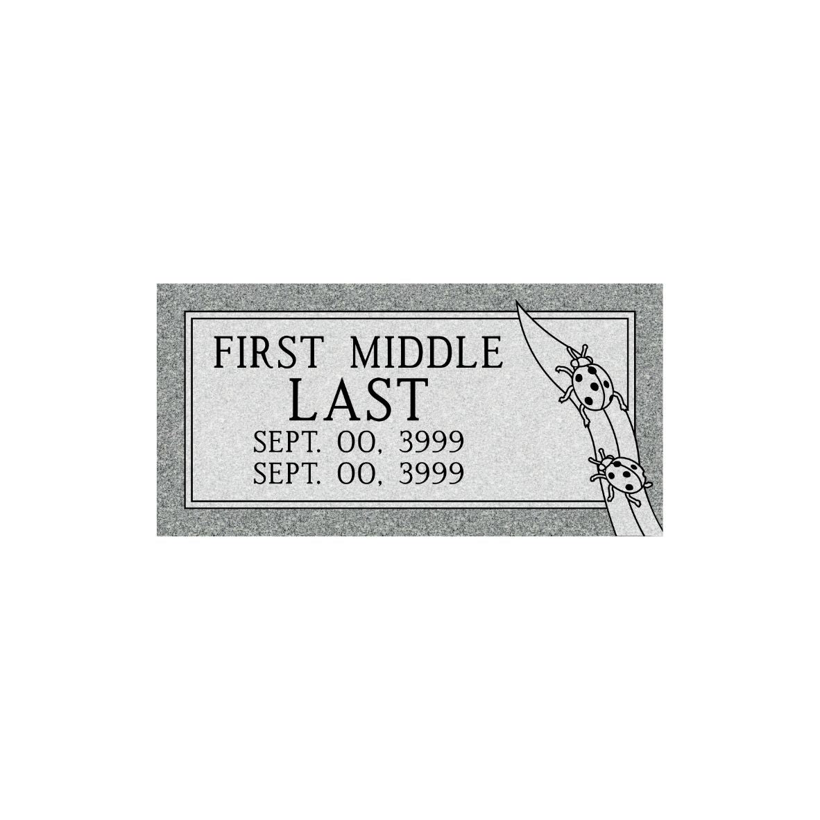 Emerson Monument Company Gray Granite Cemetery Memorial Marker With Lady Bugs