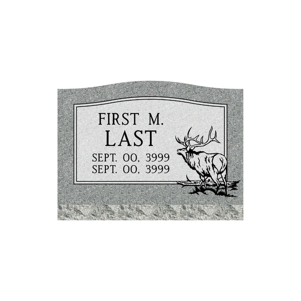 Emerson Monument Company Gray Granite Slant Style Cemetery Memorial With Elk