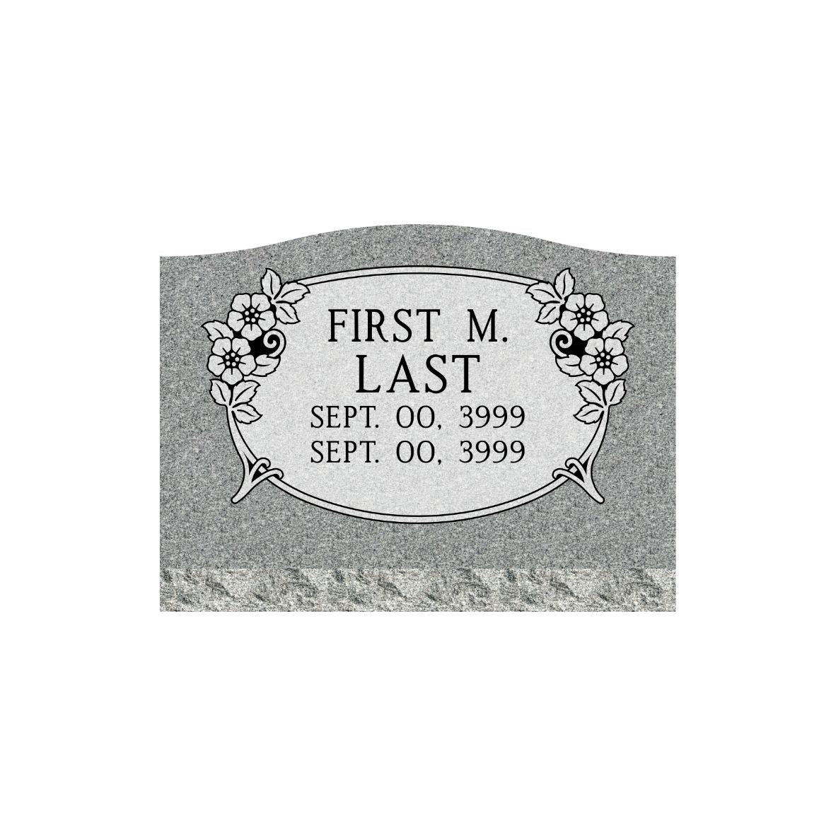 Emerson Monument Company Gray Granite Slant Style Cemetery Memorial With Flowers