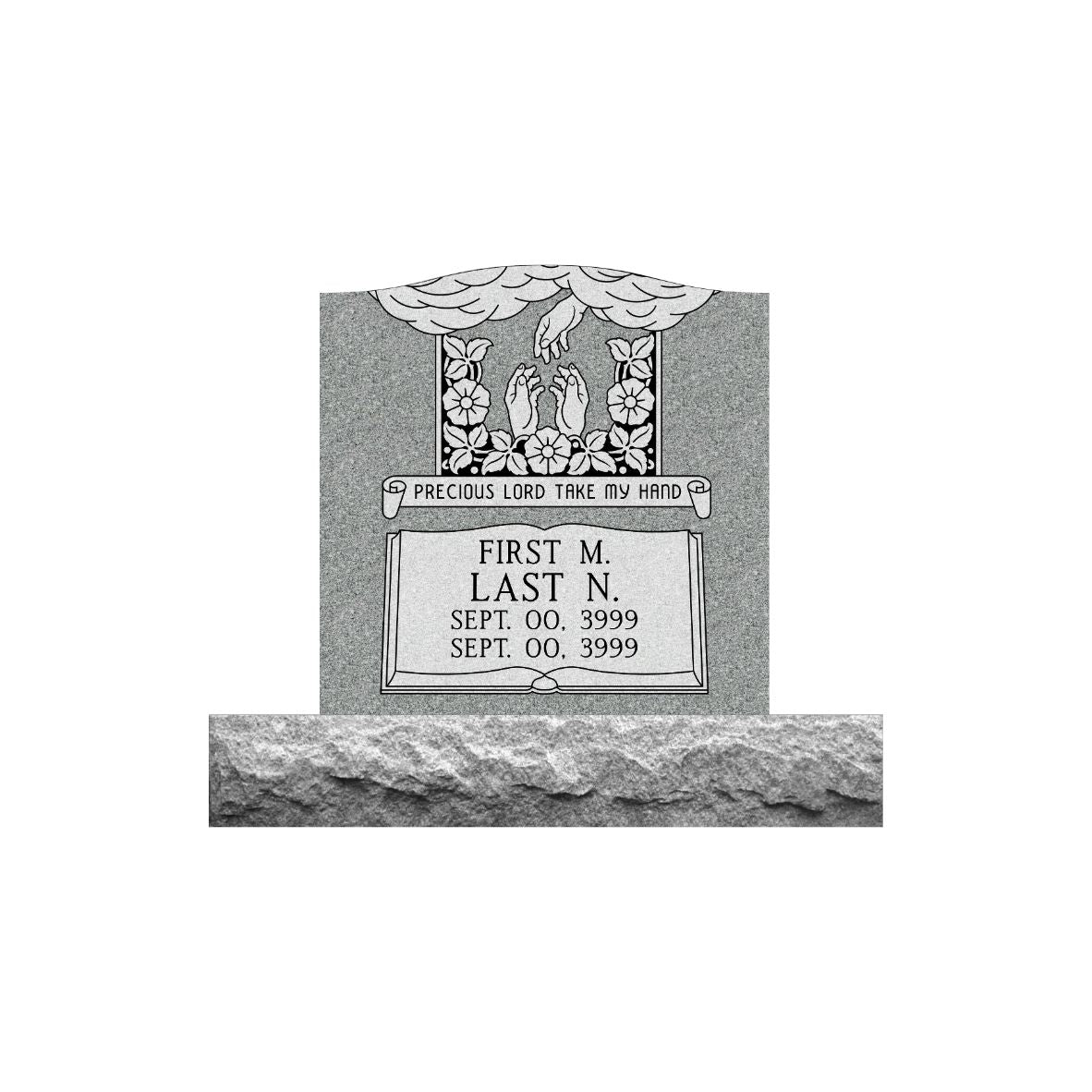 Gray Granite Standard Adult  Upright Memorial Tablet 24"x24"- (ONE PERSON)