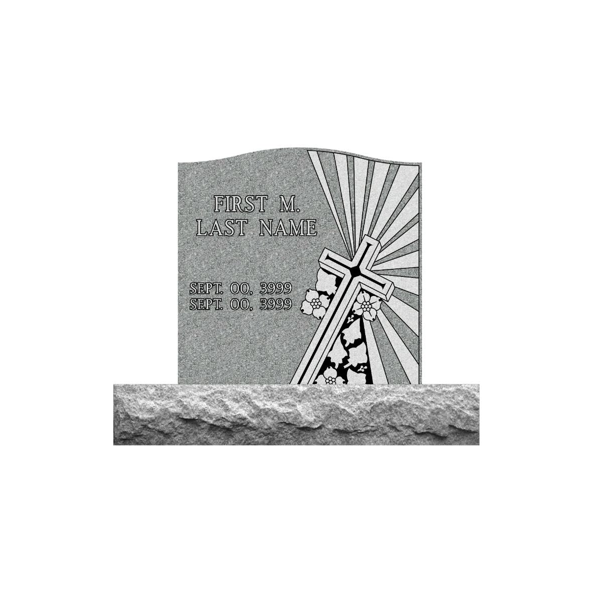 Gray Granite Standard Adult  Upright Memorial Tablet 24"x24"- (ONE PERSON)