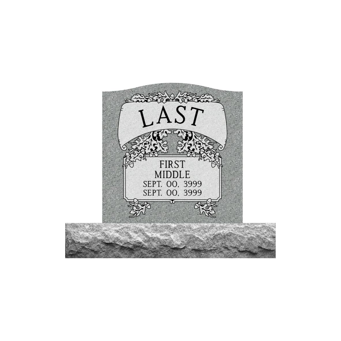 Gray Granite Standard Adult  Upright Memorial Tablet 24"x24"- (ONE PERSON)