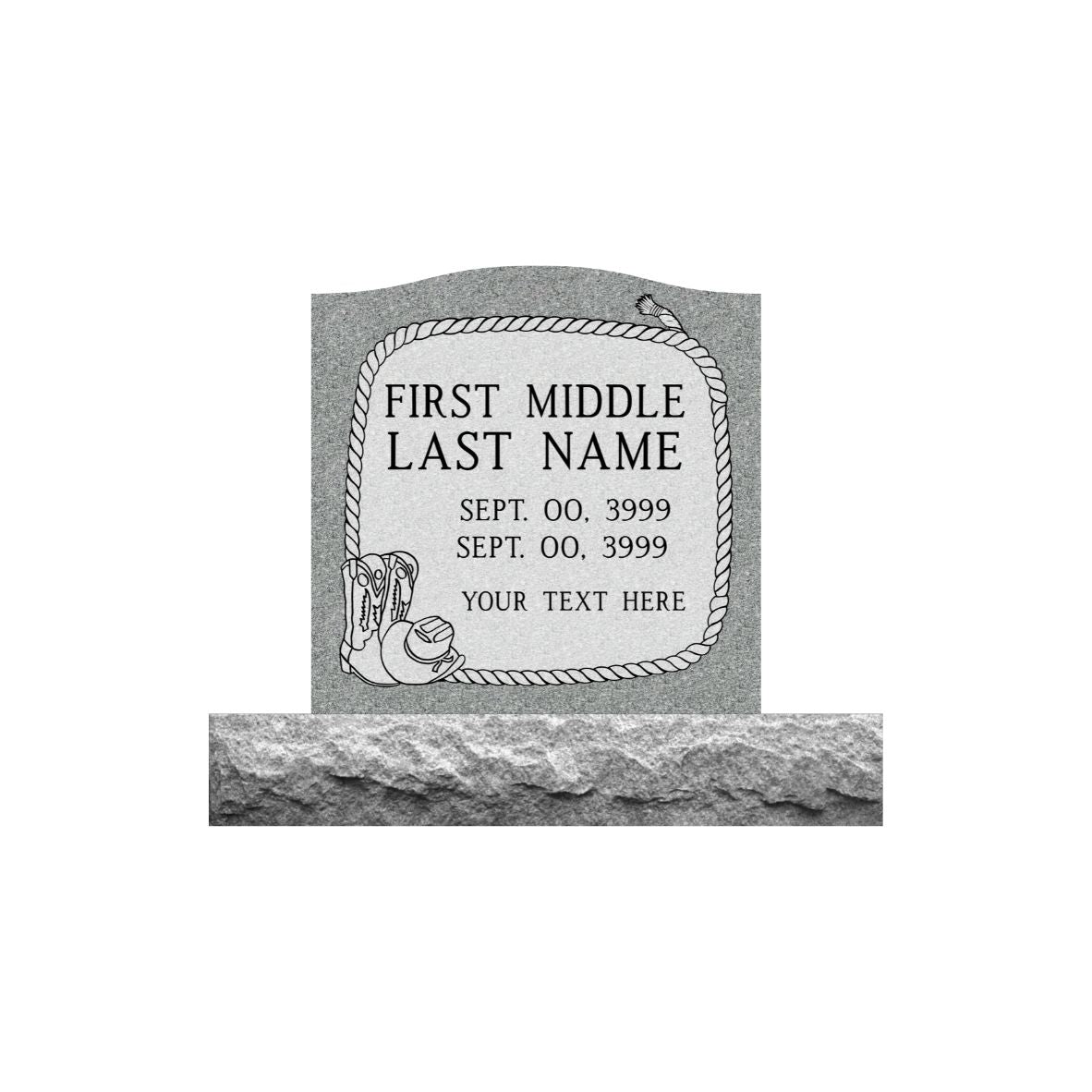 Gray Granite Standard Adult  Upright Memorial Tablet 24"x24"- (ONE PERSON)
