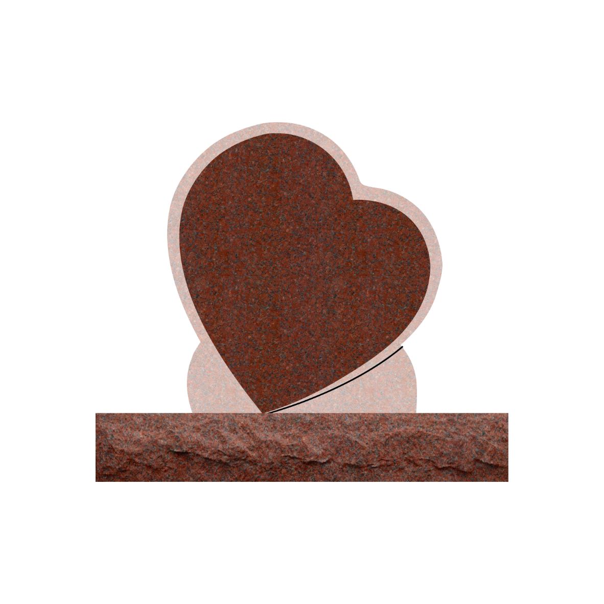 Emerson Monument Company India Red Granite Upright Leaning Heart Cemetery Memorial