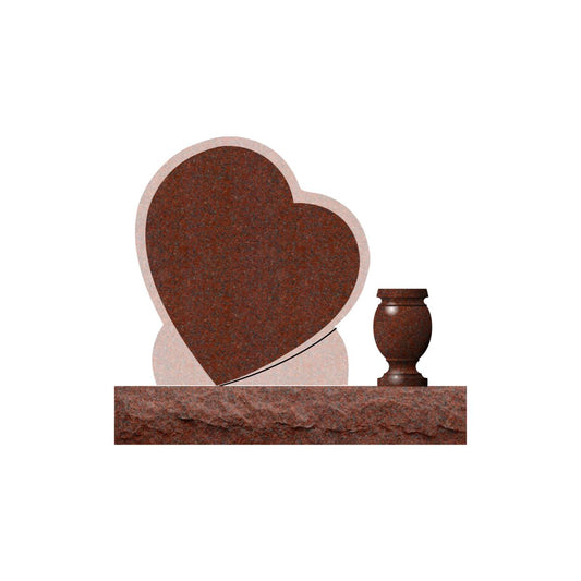 Emerson Monument Company India Red Upright Leaning Heart Cemetery Memorial with Flower Pot