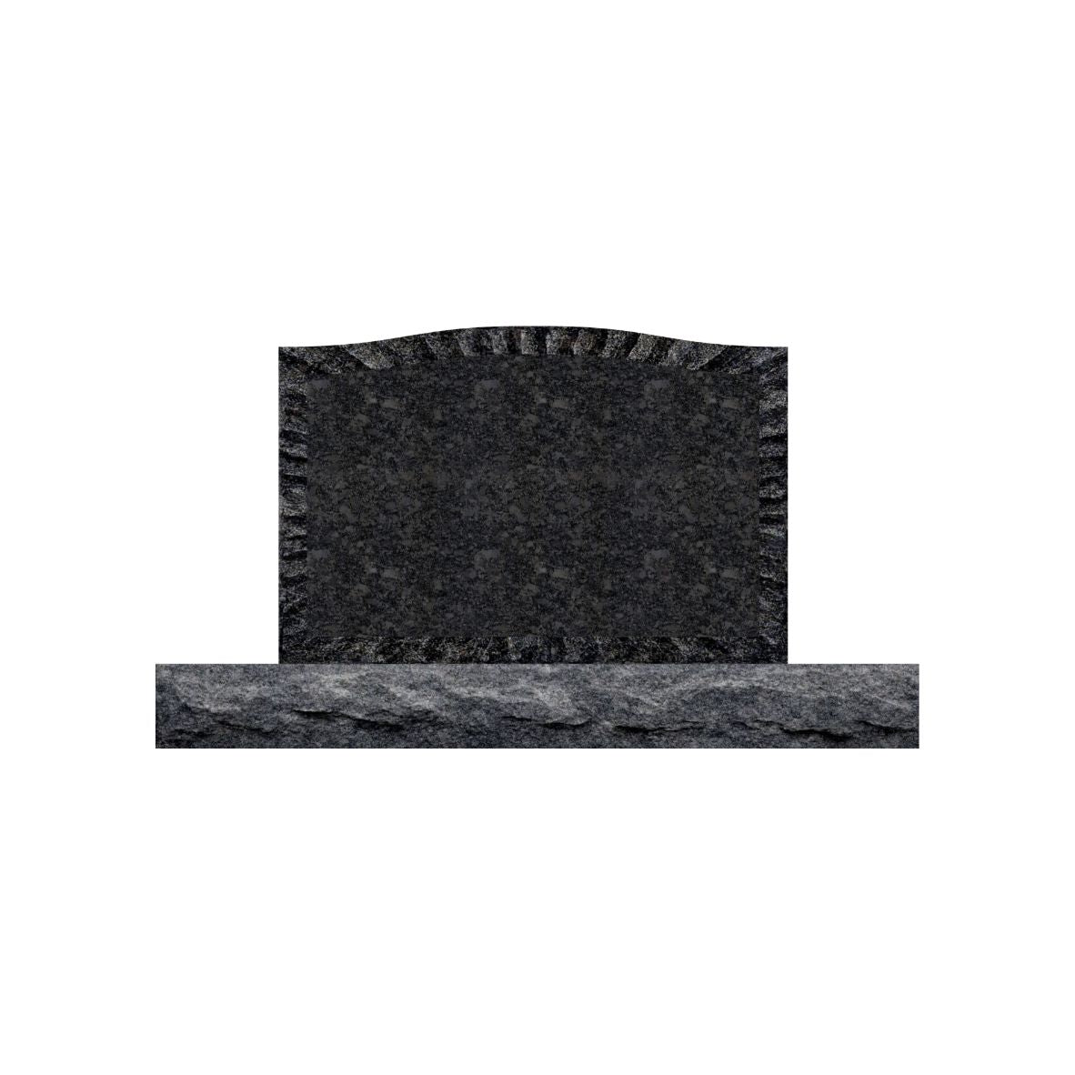 Emerson Monument Company Onyx Storm Granite Upright Double Memorial Headstone with Rustic Shell Rock Border