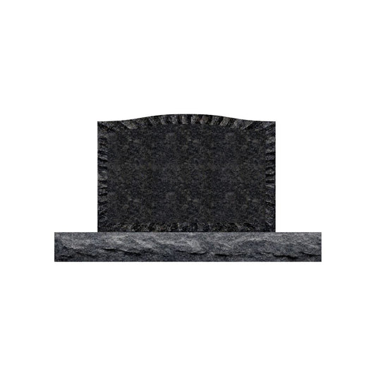 Emerson Monument Company Onyx Storm Granite Upright Double Memorial Headstone with Rustic Shell Rock Border