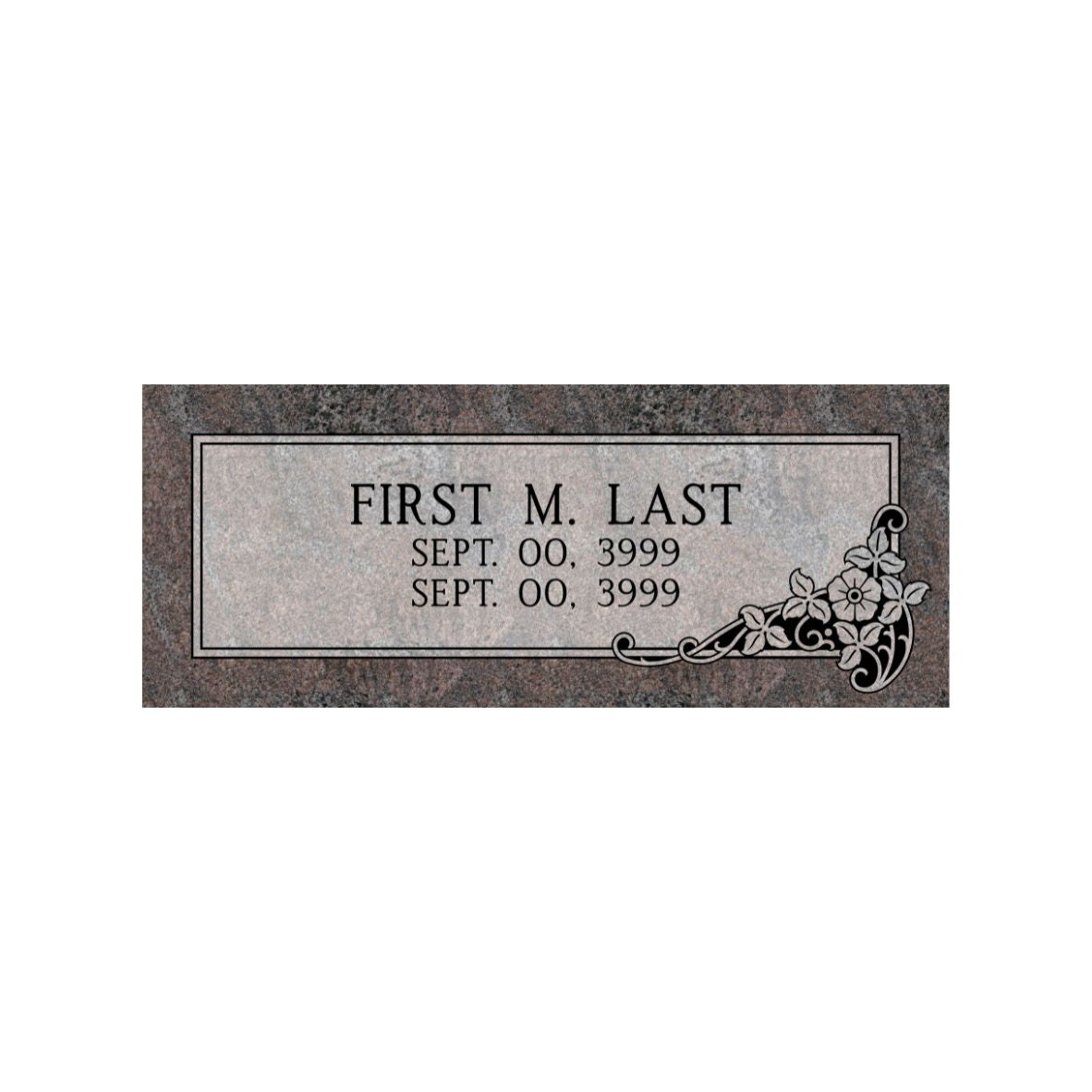 Emerson Monument Company Paradisio Granite Cemetery Marker Memorial With Flower