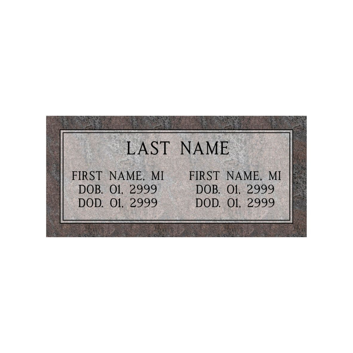 Emerson Monument Company Paradisio Granite Cemetery Marker Memorial With Large Panel for Names and Dates  of life for the cemetery