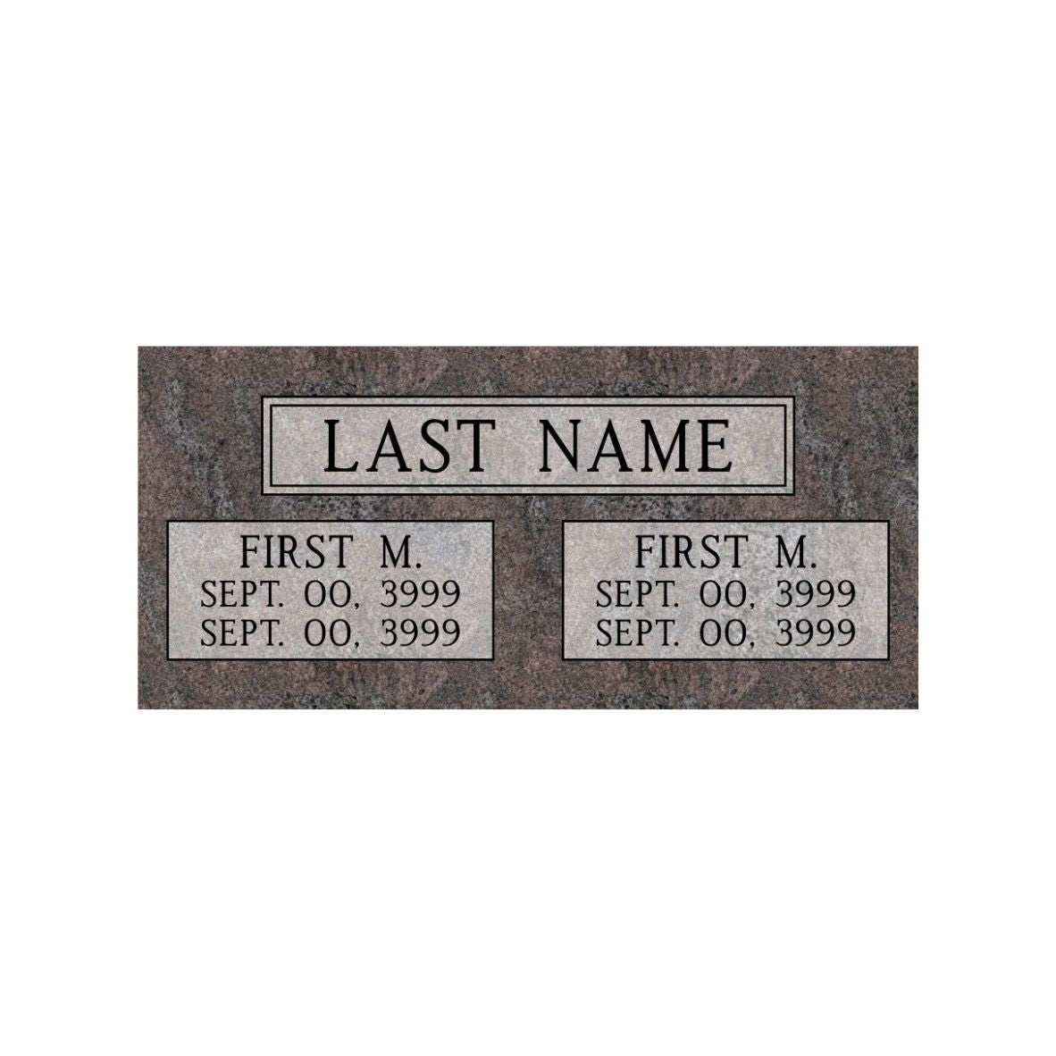 Emerson Monument Company Paradisio Granite Cemetery Marker Memorial With Panels for Names and Dates of Life for the cemetery
