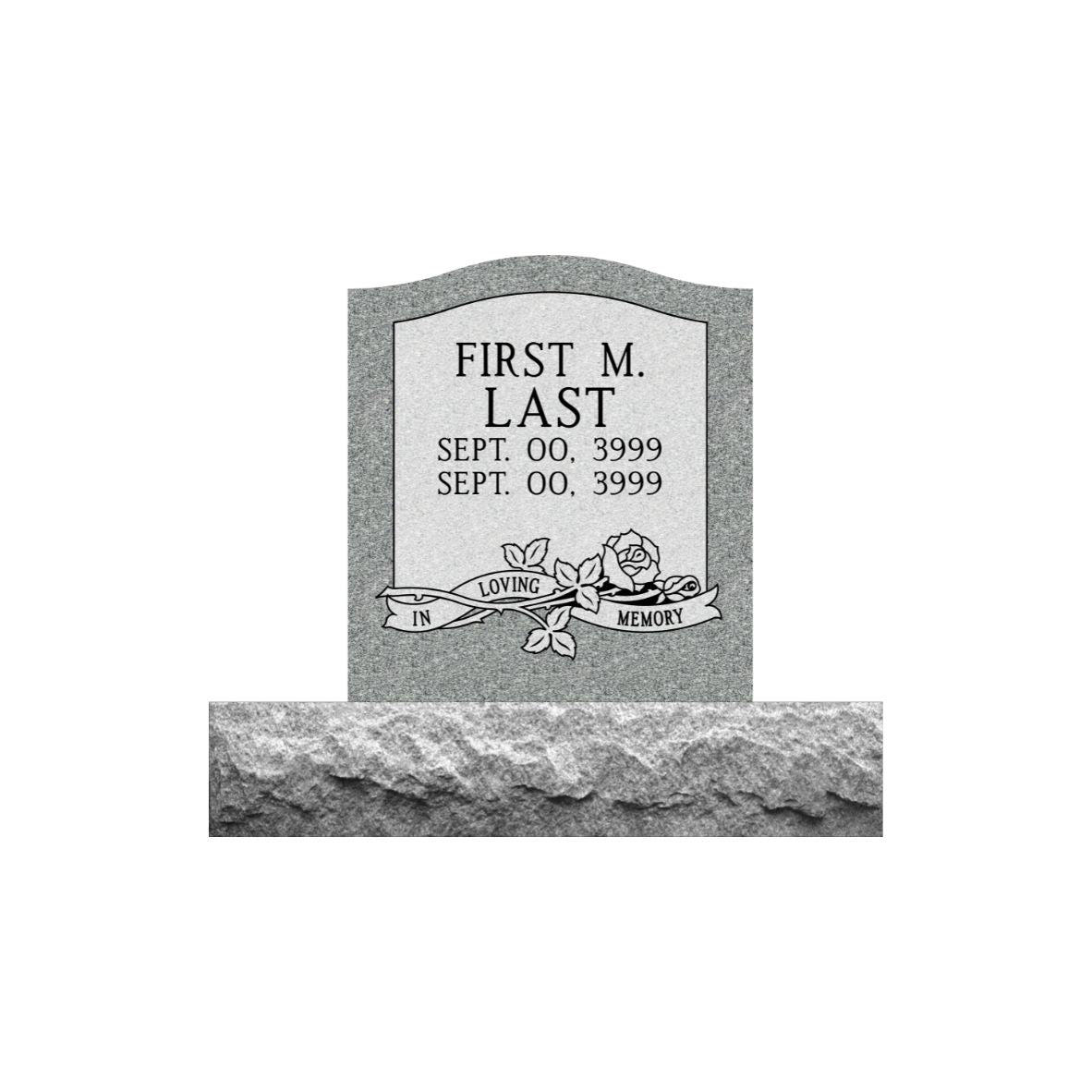 Emerson Monument Company Gray Granite Upright Cemetery Marker Memorial for One Person