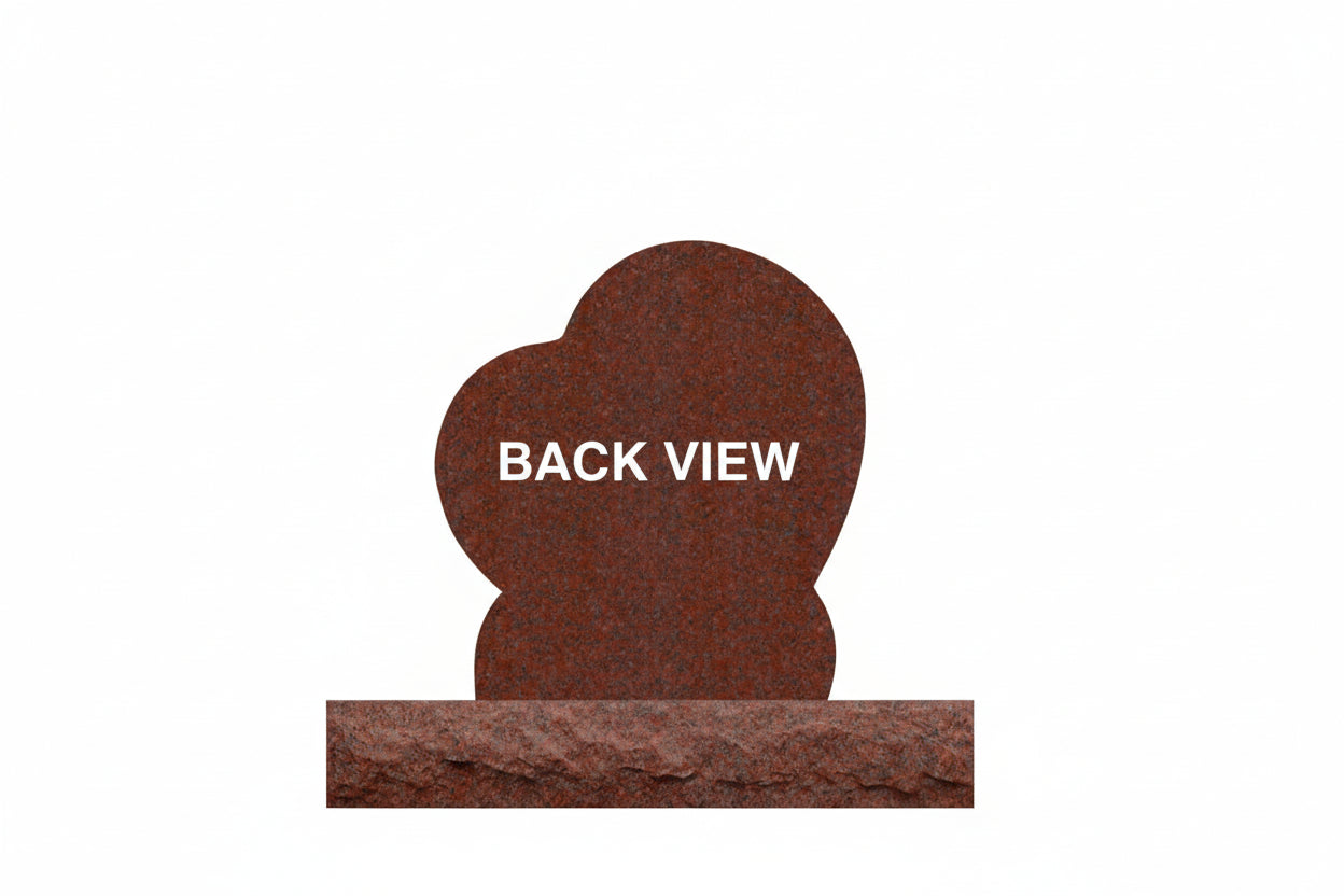 Emerson Monument Company The Leaning Heart in India Red Granite the Back View