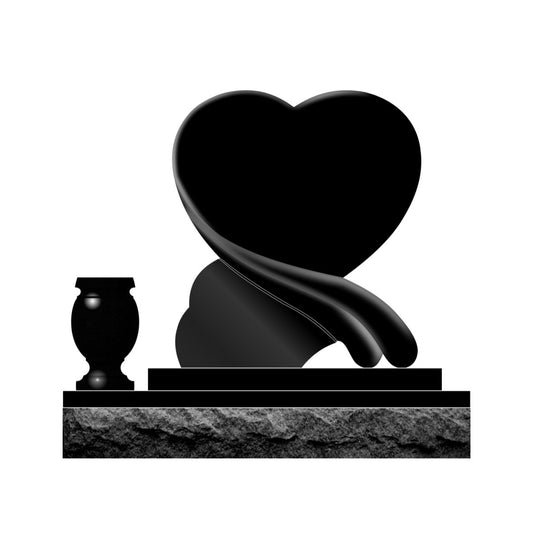 Emerson Monument Company The Ribbon Heart Memorial in Black Granite for the cemetery