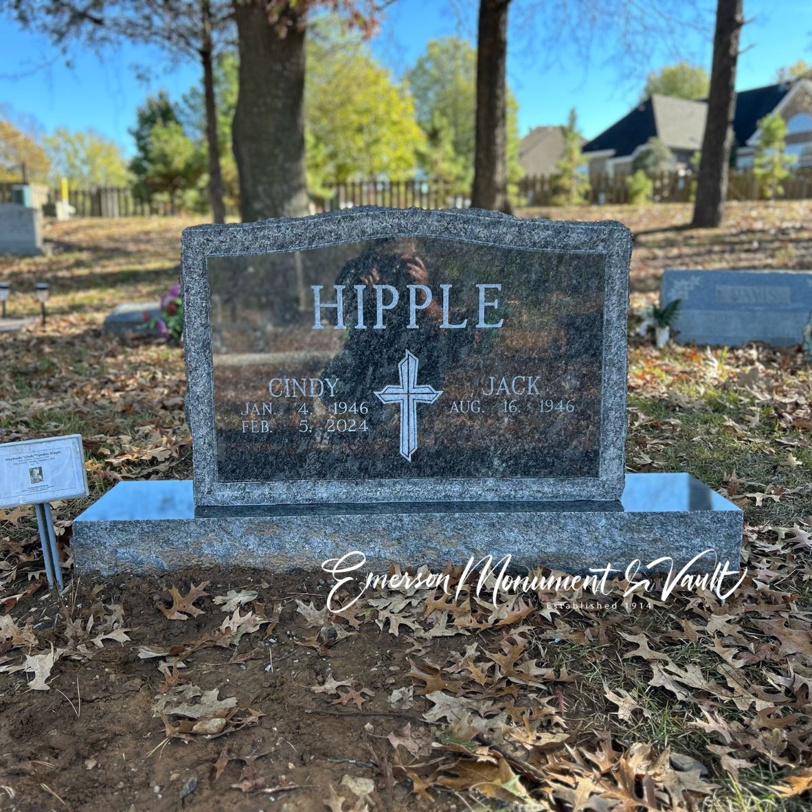 Emerson Monument Company The Rustic Serp Granite Memorial Headstone for Hipple